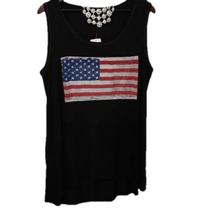 👑EDISTA black sleeveless American Flag NWOT size 1X 👑